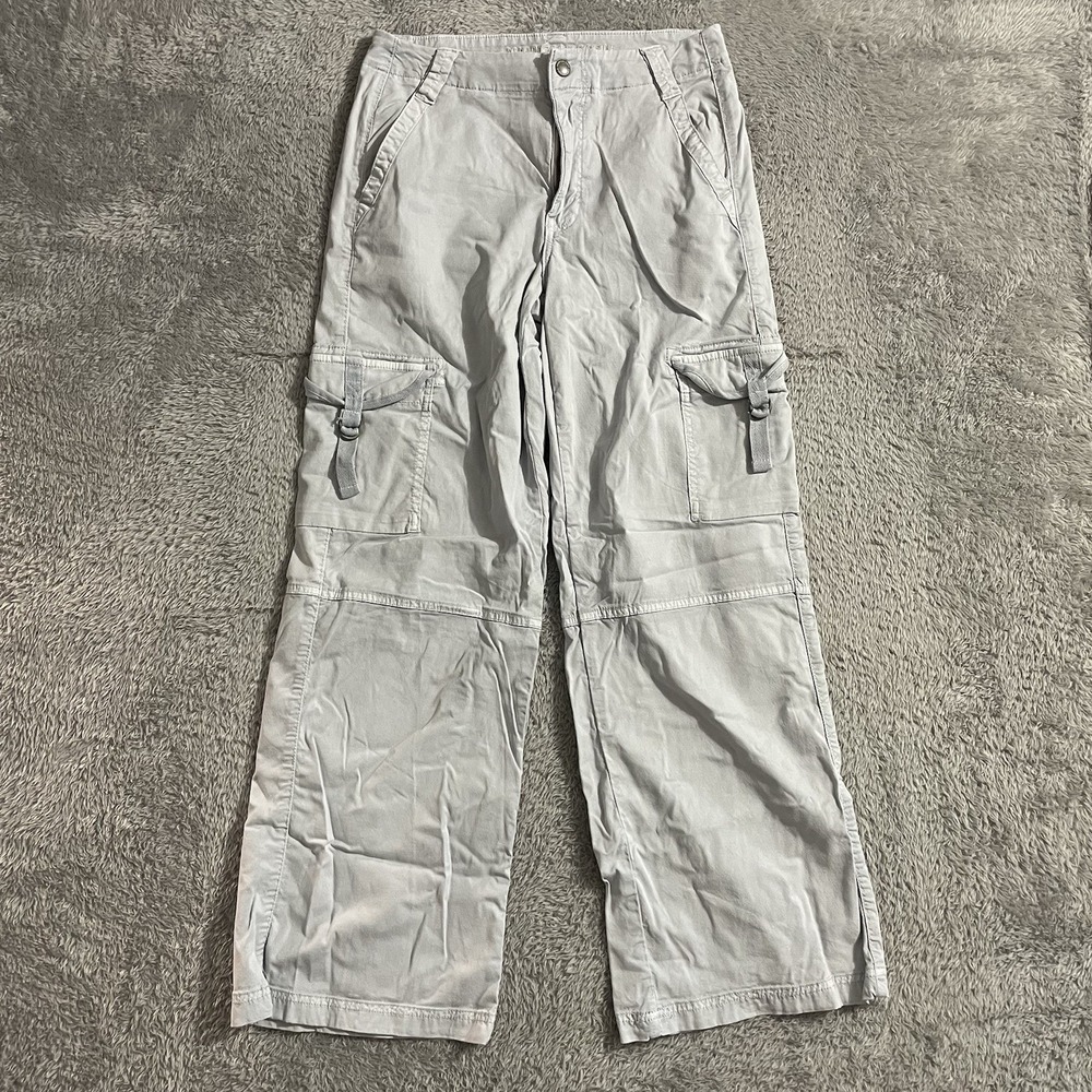 American Eagle Cargo Pants Womens‎ Size 2 Super High Rise Baggy Wide Leg Blue